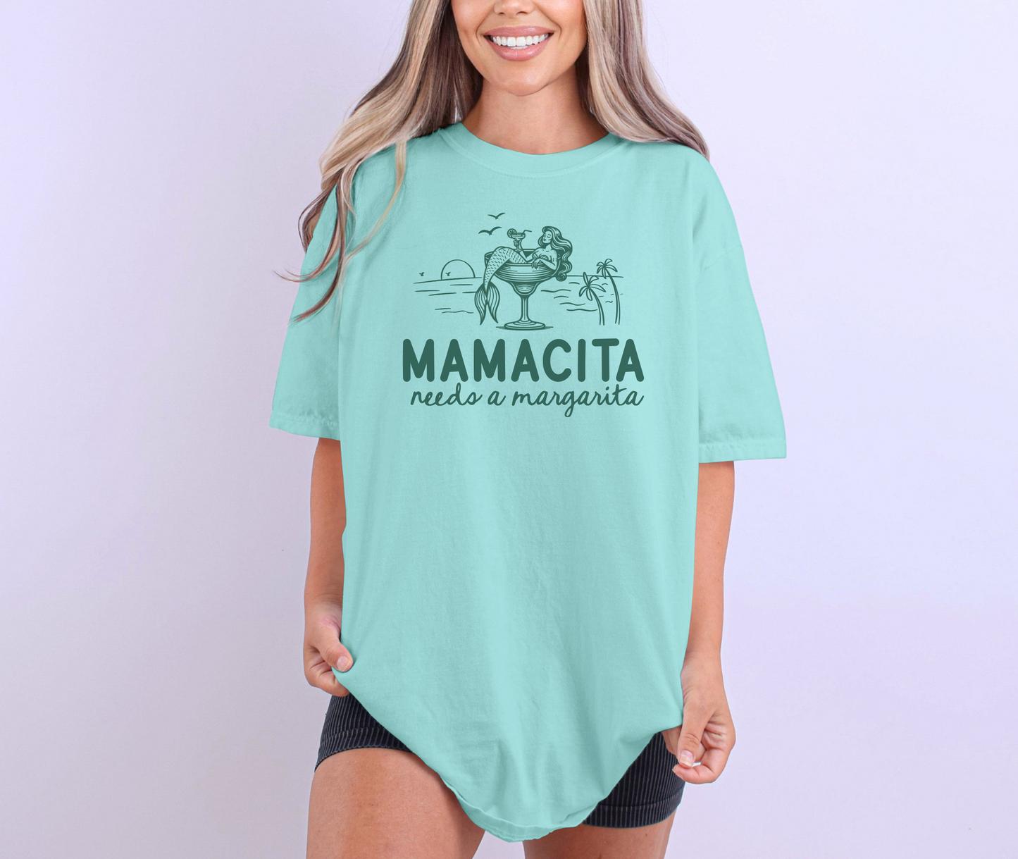Mamacita Needs a Margarita Tee – Mermaid Margarita Shirt – Unisex Comfort Colors Summer Tee