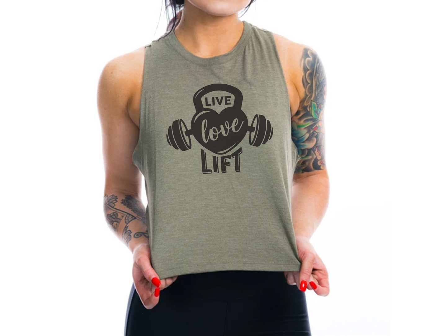 Live Love Lift Workout Crop Tank Top – Women’s Gym Tank – Motivational Fitness Apparel