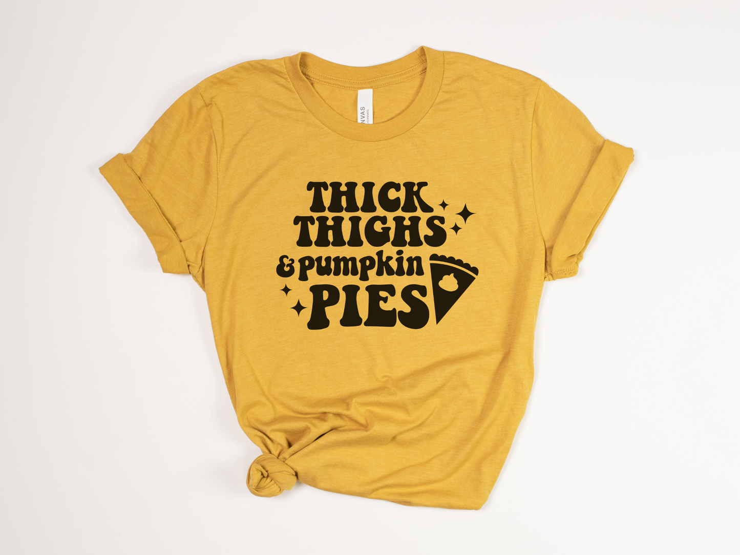 Funny Thanksgiving T-Shirt - "Thick Thighs & Pumpkin Pies" - Retro Thanksgiving Tee