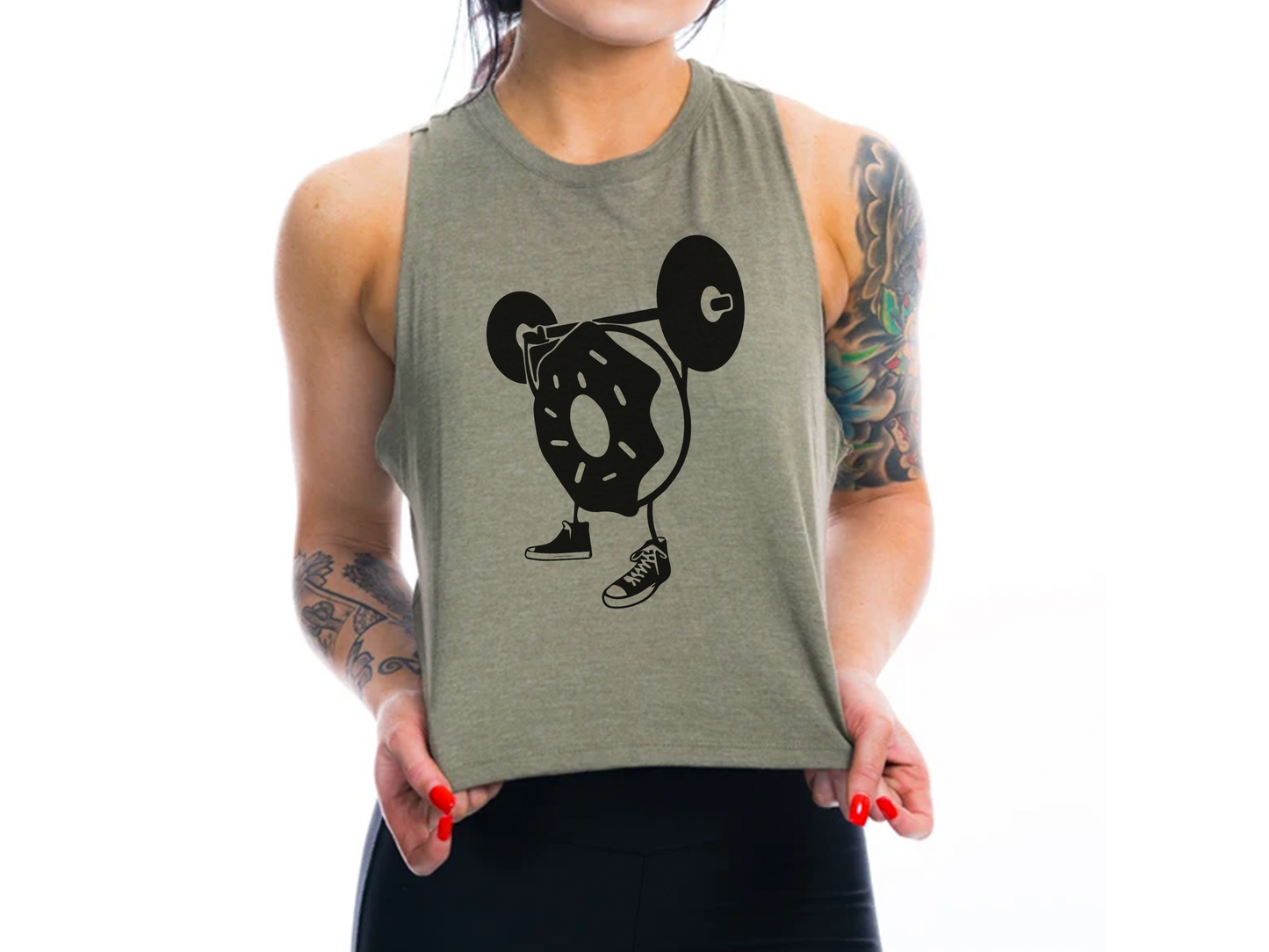 Funny Donut Workout Crop Tank Top – Cute Gym Shirt for Women