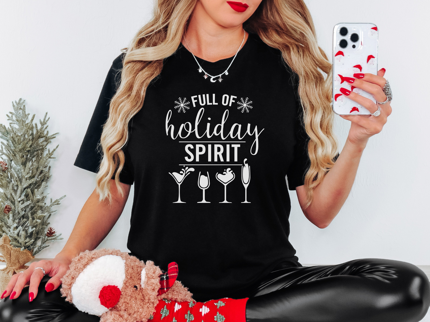 Funny Christmas T-Shirt - "Full of Holiday Spirit" Cocktail Tee