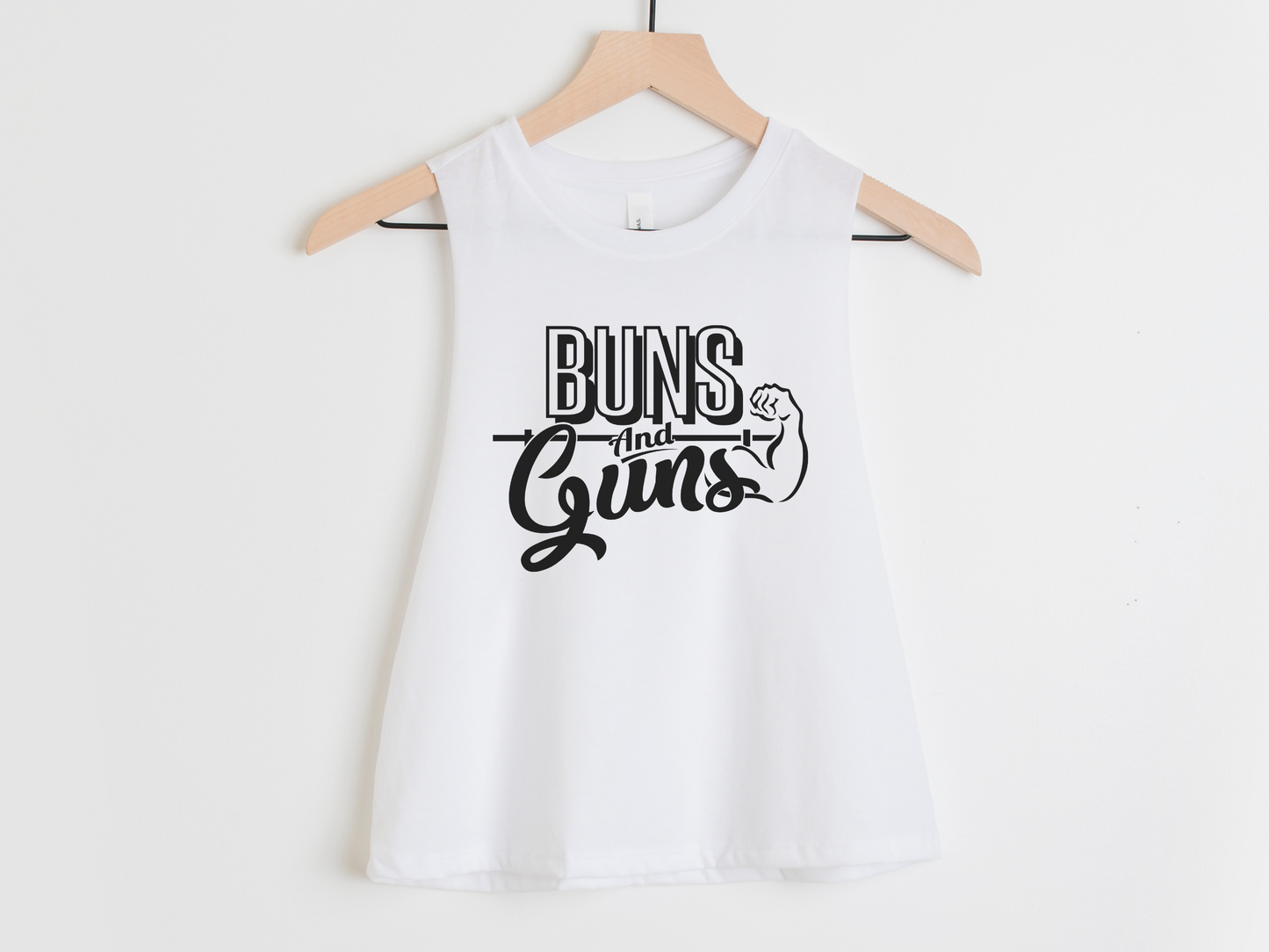 Buns & Guns Workout Crop Tank Top – Funny Women’s Gym Shirt