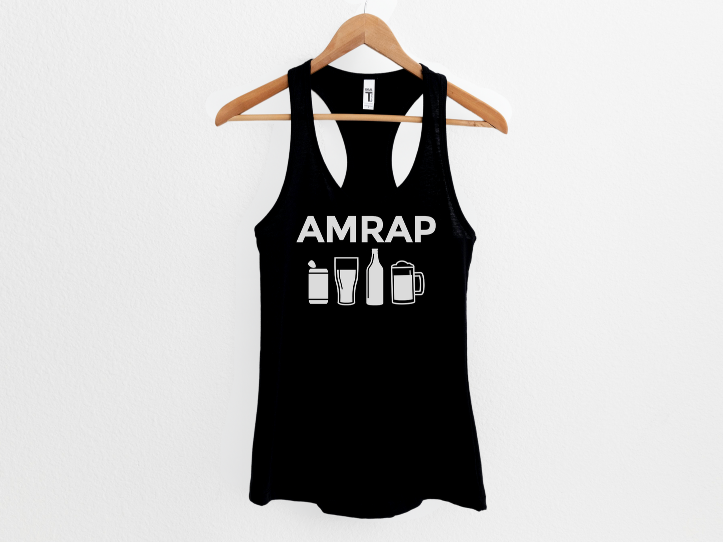 AMRAP Beer Workout Racerback Tank Top – Funny Gym Tank for Women