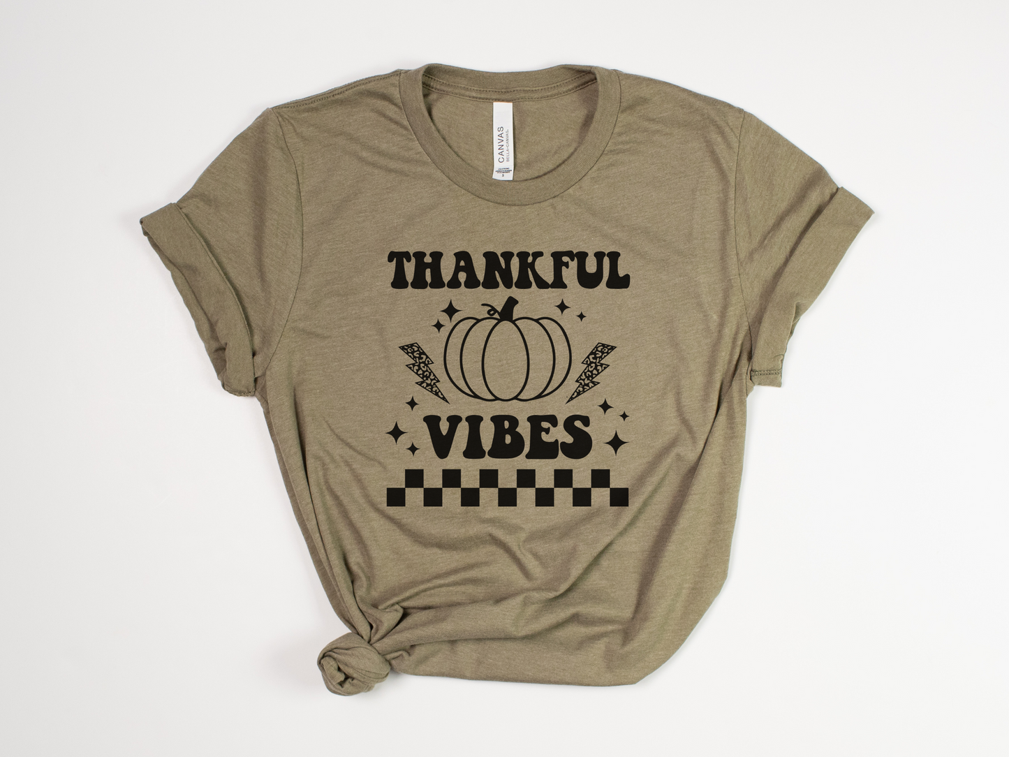 90s Retro Thanksgiving T-Shirt - "Thankful Vibes" - Vintage Style Thanksgiving Tee