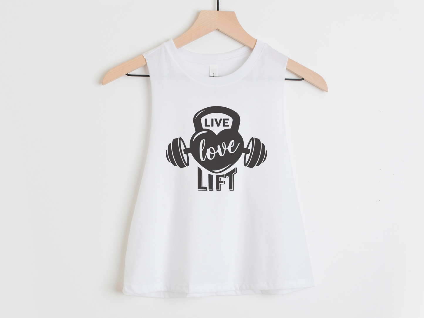 Live Love Lift Workout Crop Tank Top – Women’s Gym Tank – Motivational Fitness Apparel