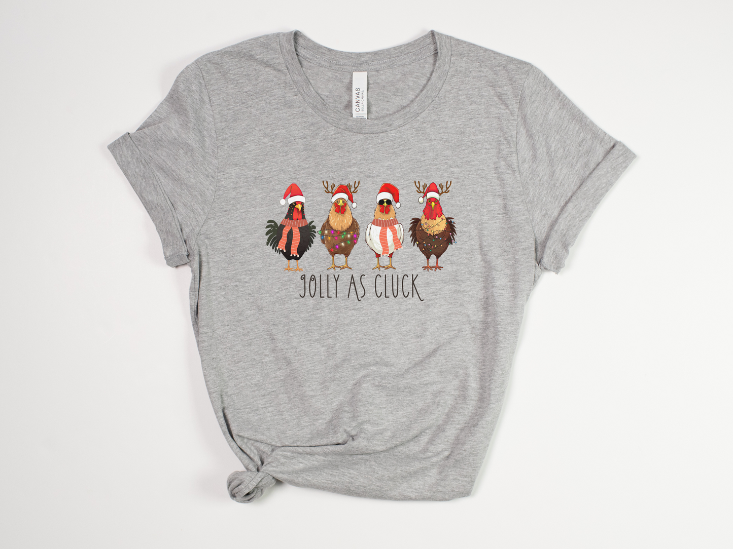 Funny Christmas T-Shirt - "Jolly as Cluck" Santa Chicken Tee