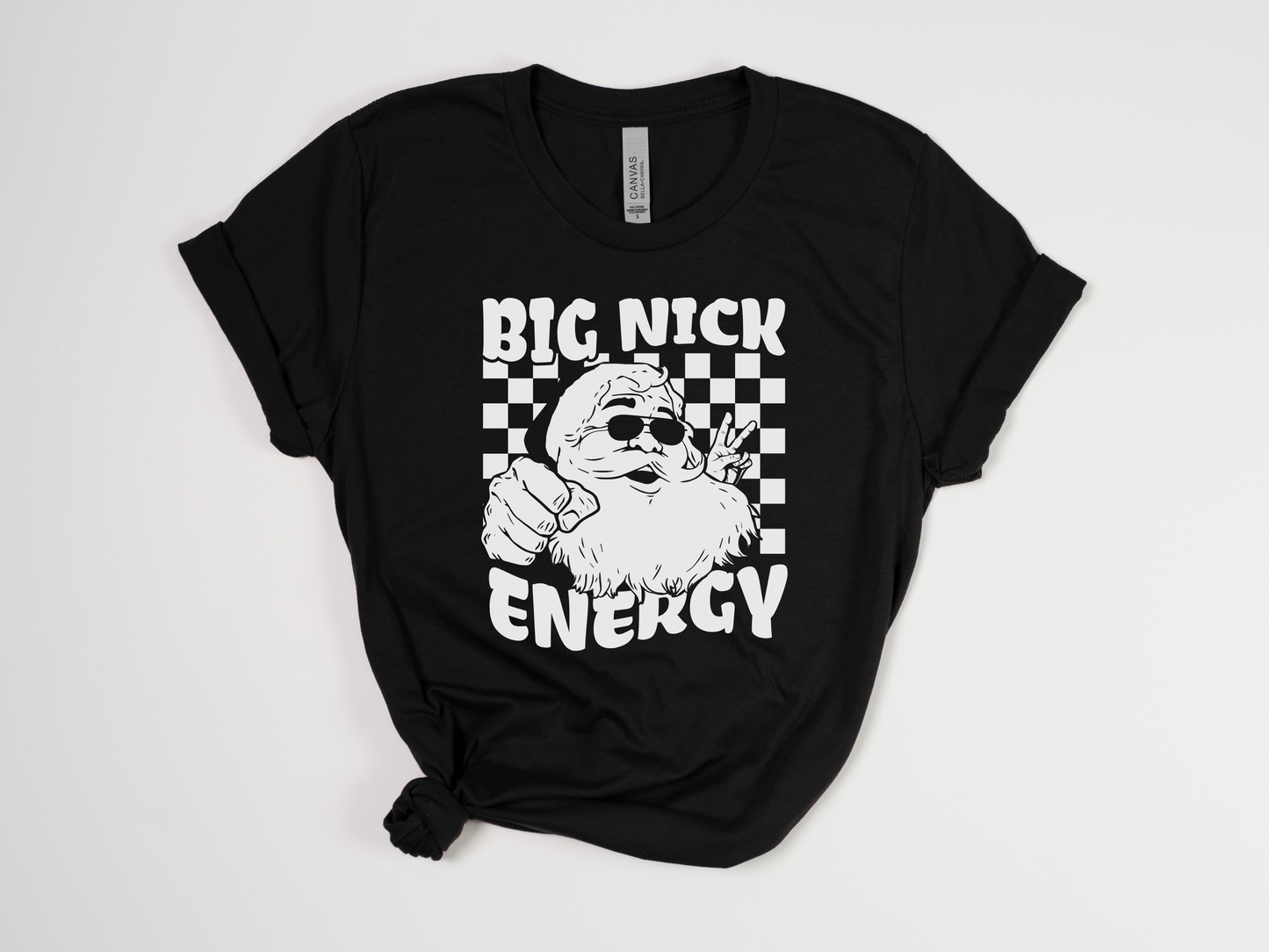 Funny Christmas T-Shirt - "Big Nick Energy" with Cool Santa in Sunglasses