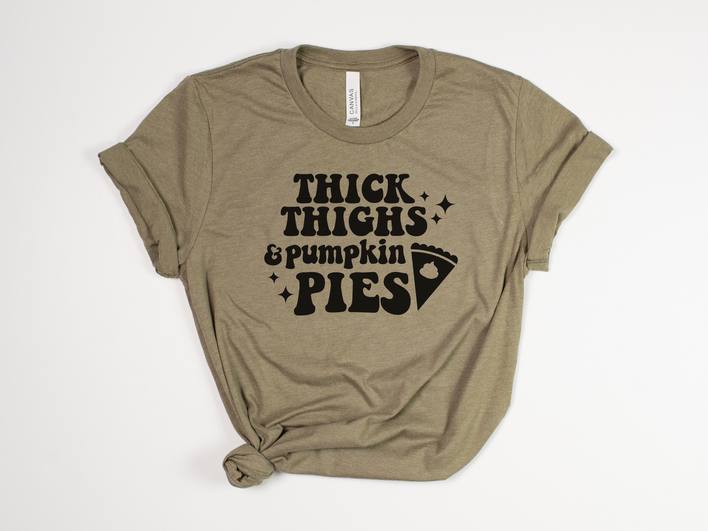 Funny Thanksgiving T-Shirt - "Thick Thighs & Pumpkin Pies" - Retro Thanksgiving Tee