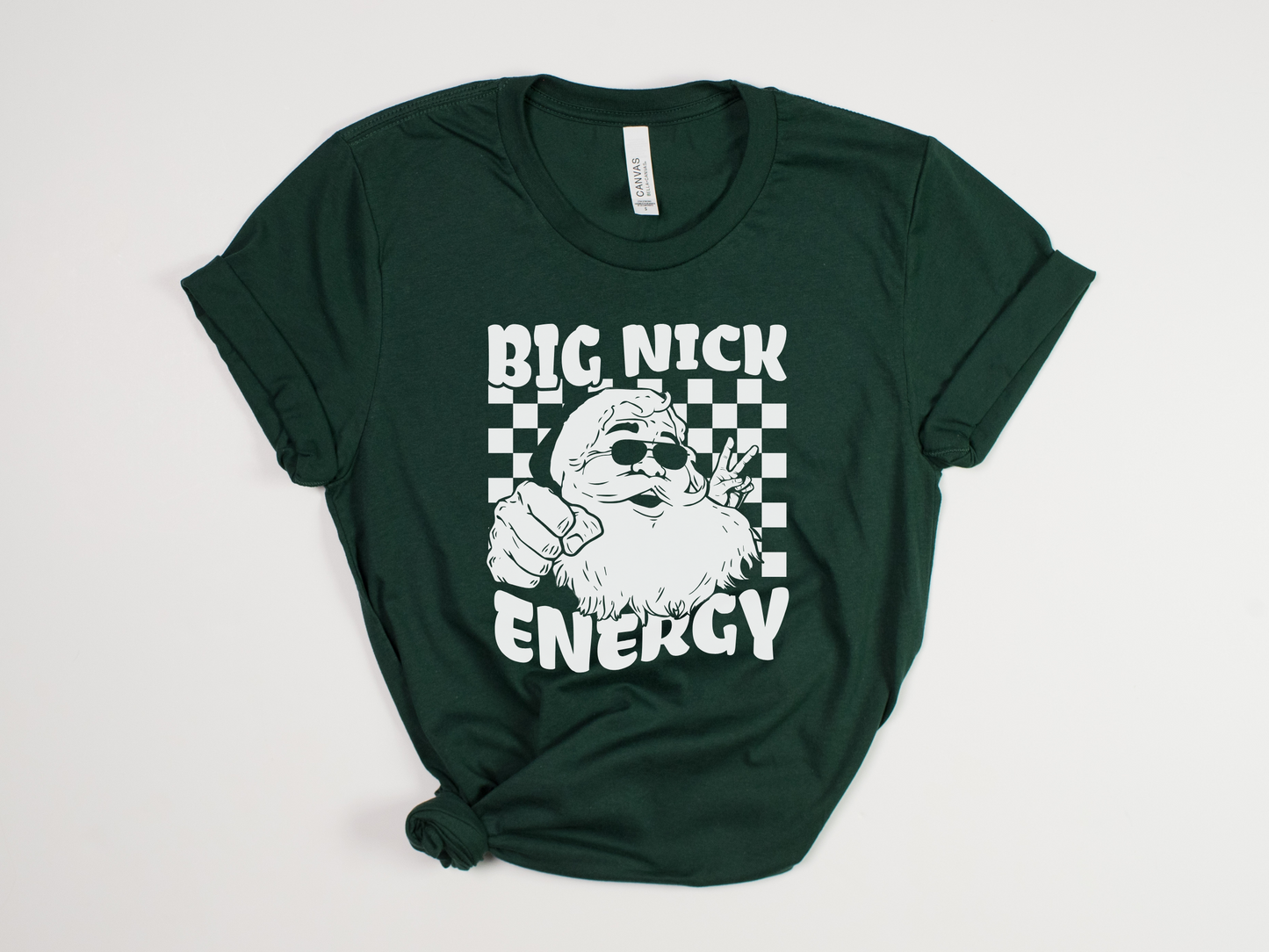 Funny Christmas T-Shirt - "Big Nick Energy" with Cool Santa in Sunglasses