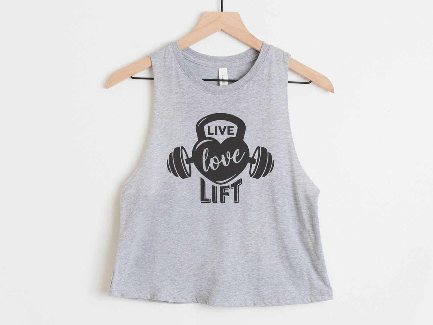 Live Love Lift Workout Crop Tank Top – Women’s Gym Tank – Motivational Fitness Apparel