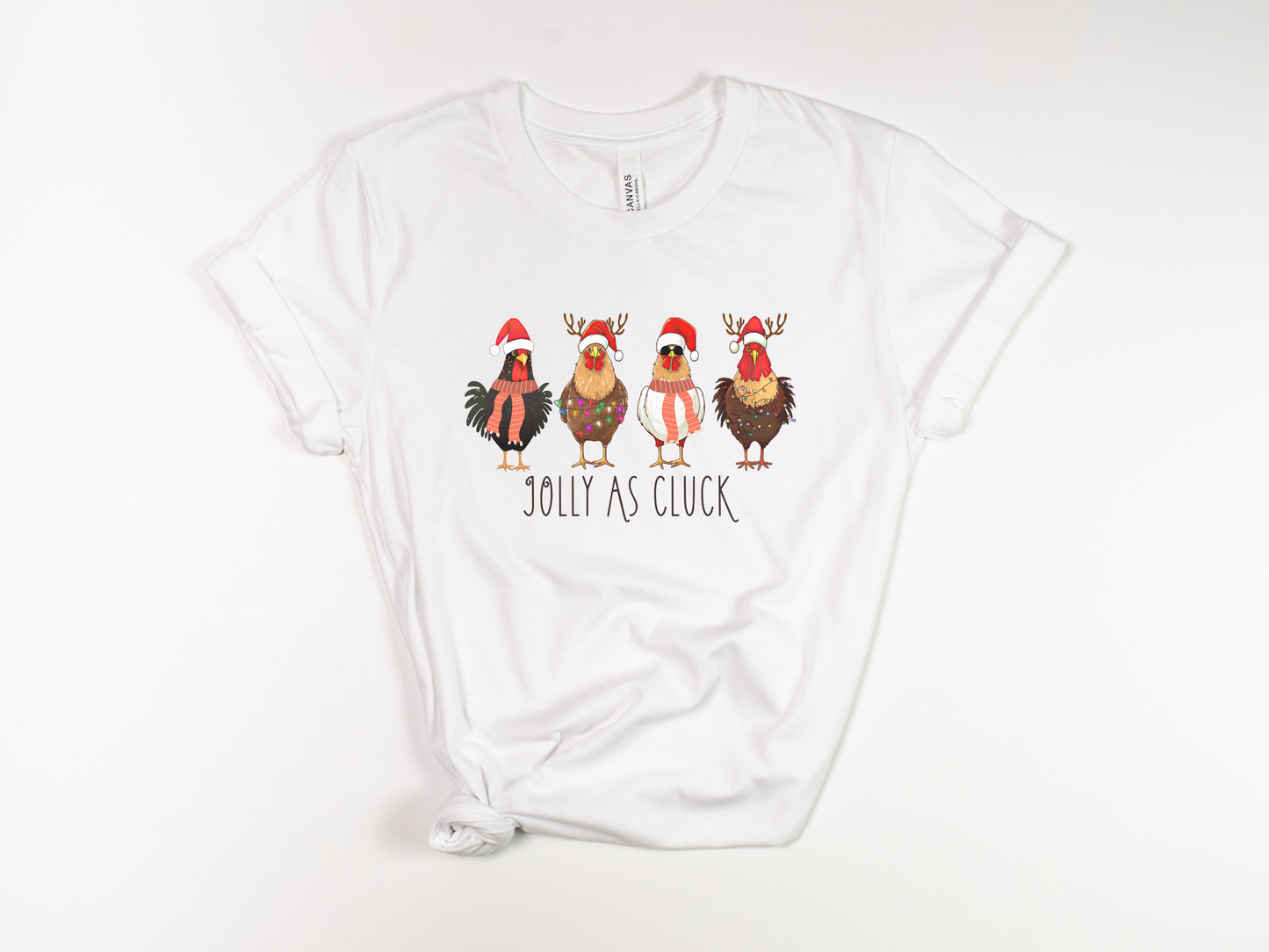 Funny Christmas T-Shirt - "Jolly as Cluck" Santa Chicken Tee