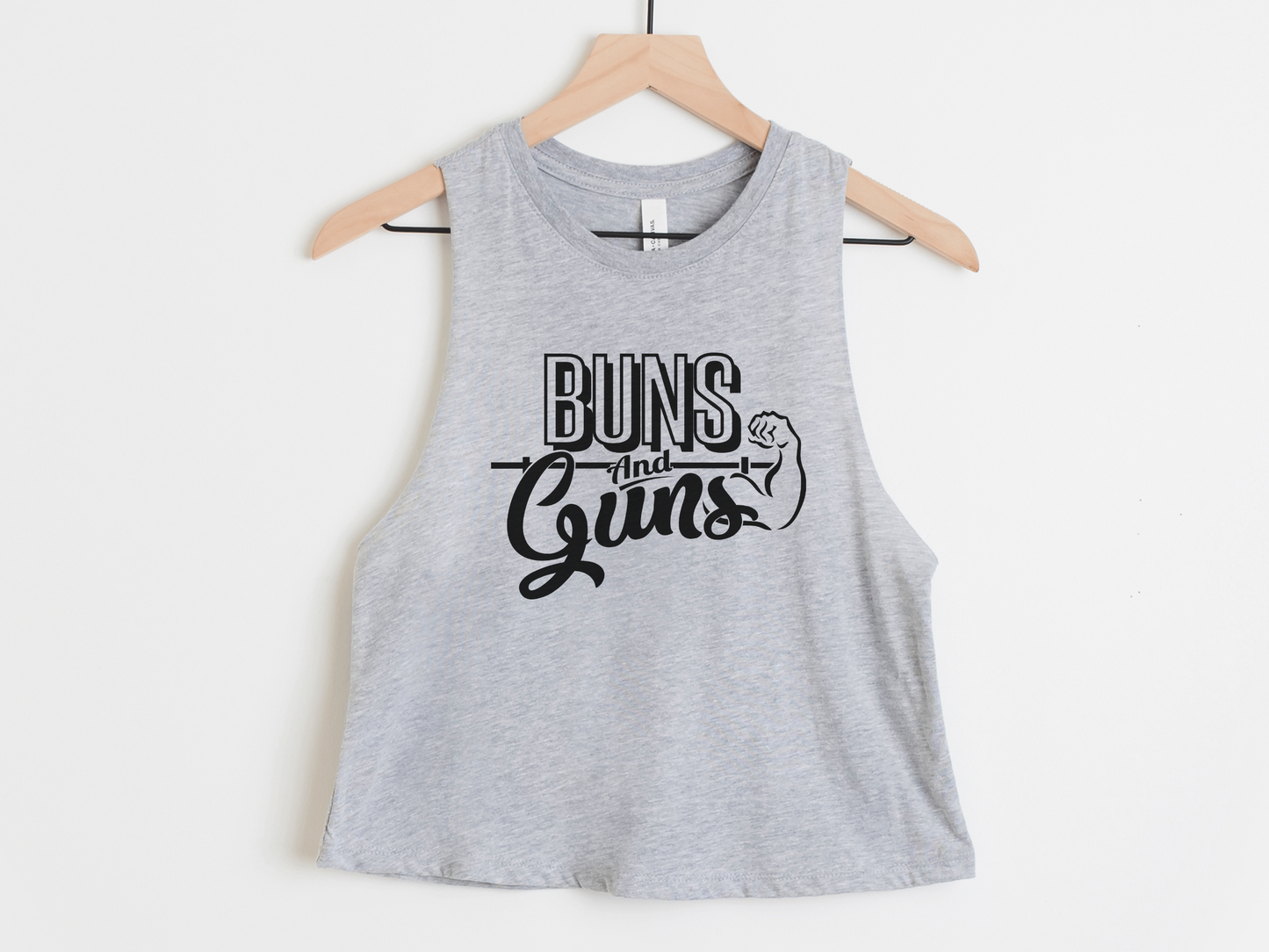 Buns & Guns Workout Crop Tank Top – Funny Women’s Gym Shirt