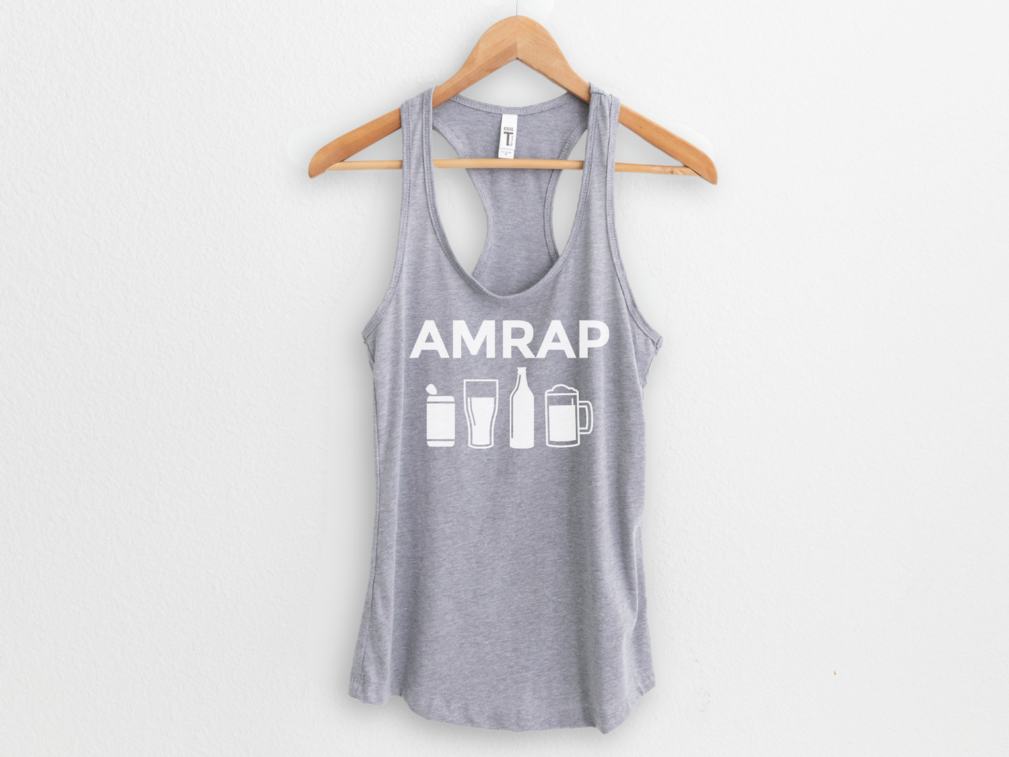 AMRAP Beer Workout Racerback Tank Top – Funny Gym Tank for Women