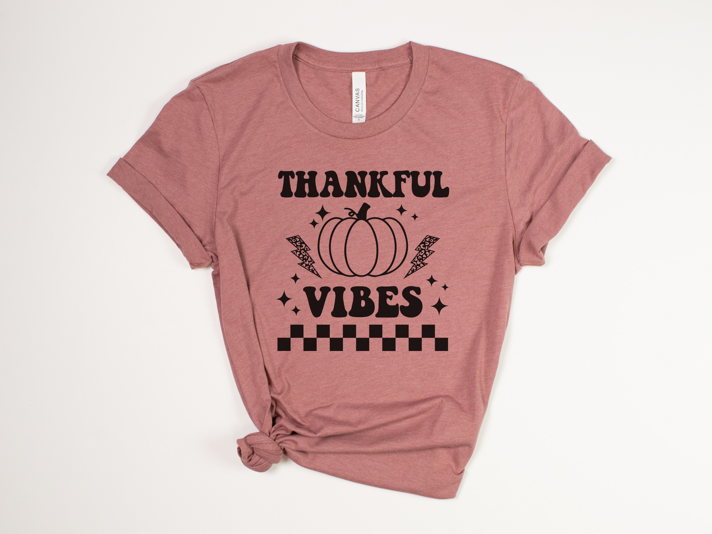 90s Retro Thanksgiving T-Shirt - "Thankful Vibes" - Vintage Style Thanksgiving Tee