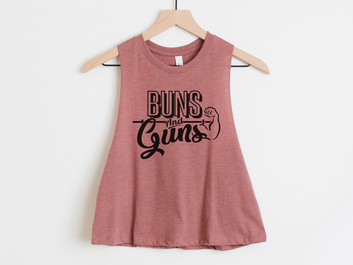 Buns & Guns Workout Crop Tank Top – Funny Women’s Gym Shirt