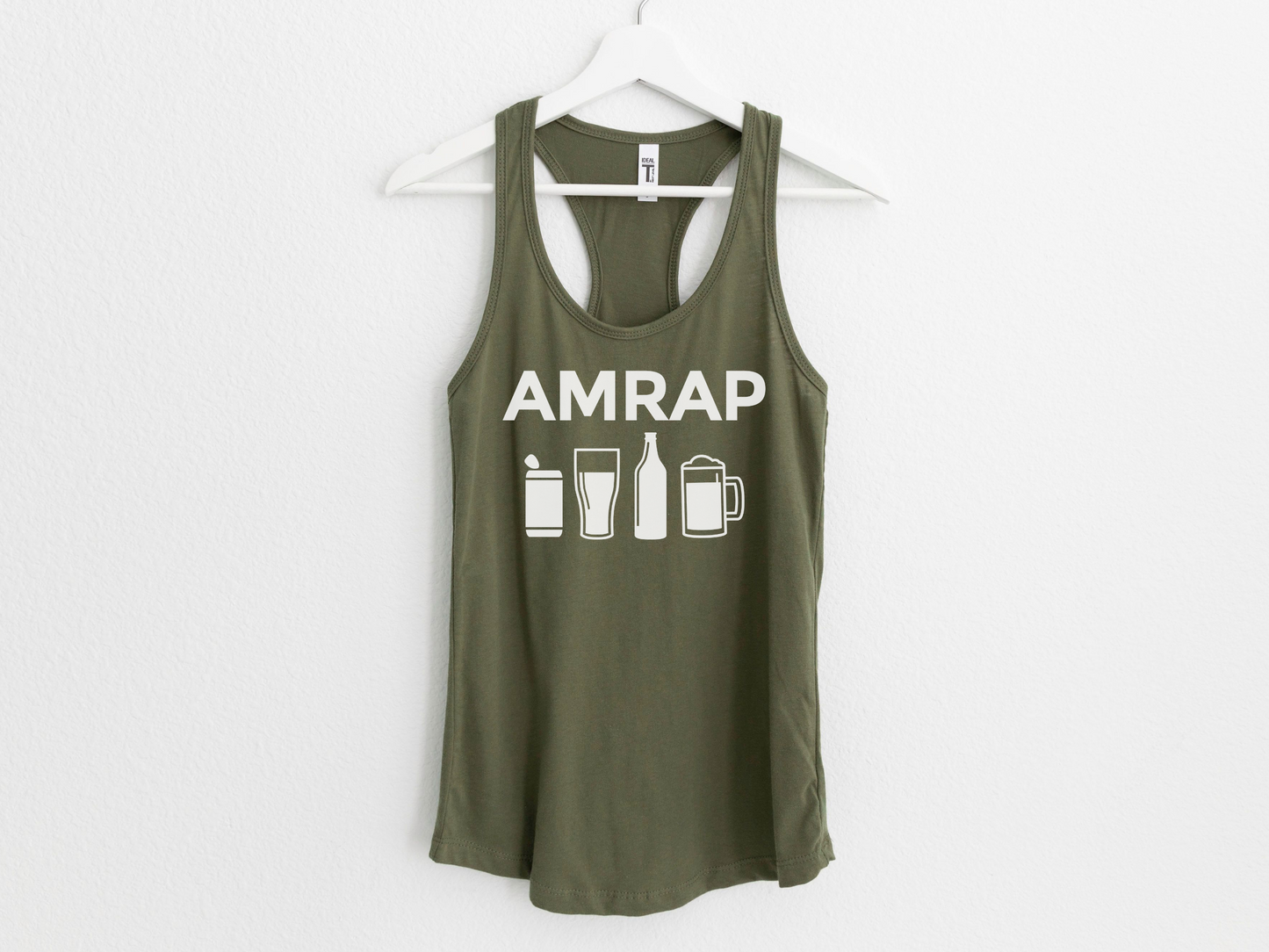 AMRAP Beer Workout Racerback Tank Top – Funny Gym Tank for Women