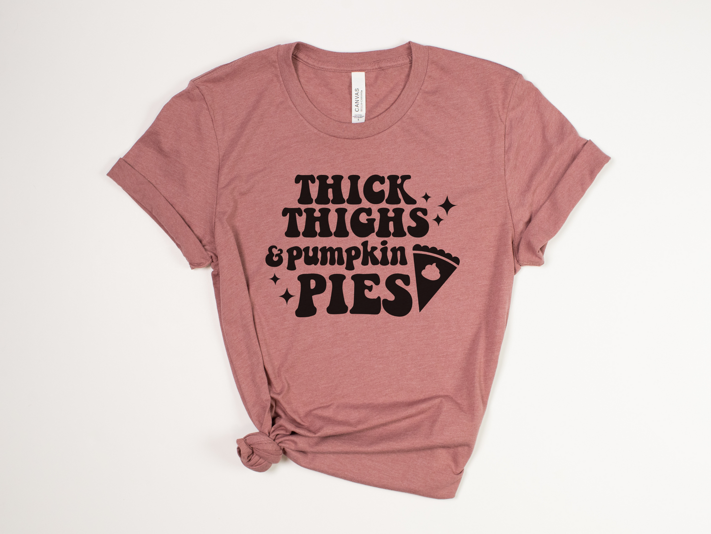 Funny Thanksgiving T-Shirt - "Thick Thighs & Pumpkin Pies" - Retro Thanksgiving Tee