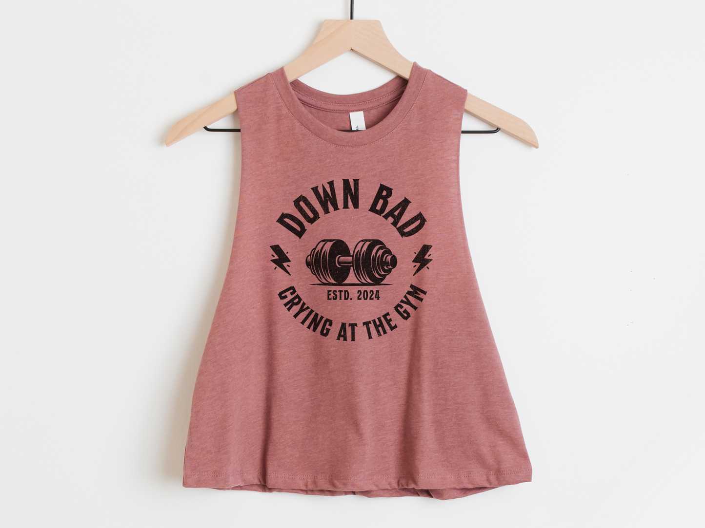 Down Bad Workout Crop Top – 'Crying at the Gym' Athletic Tee for Fitness Lovers