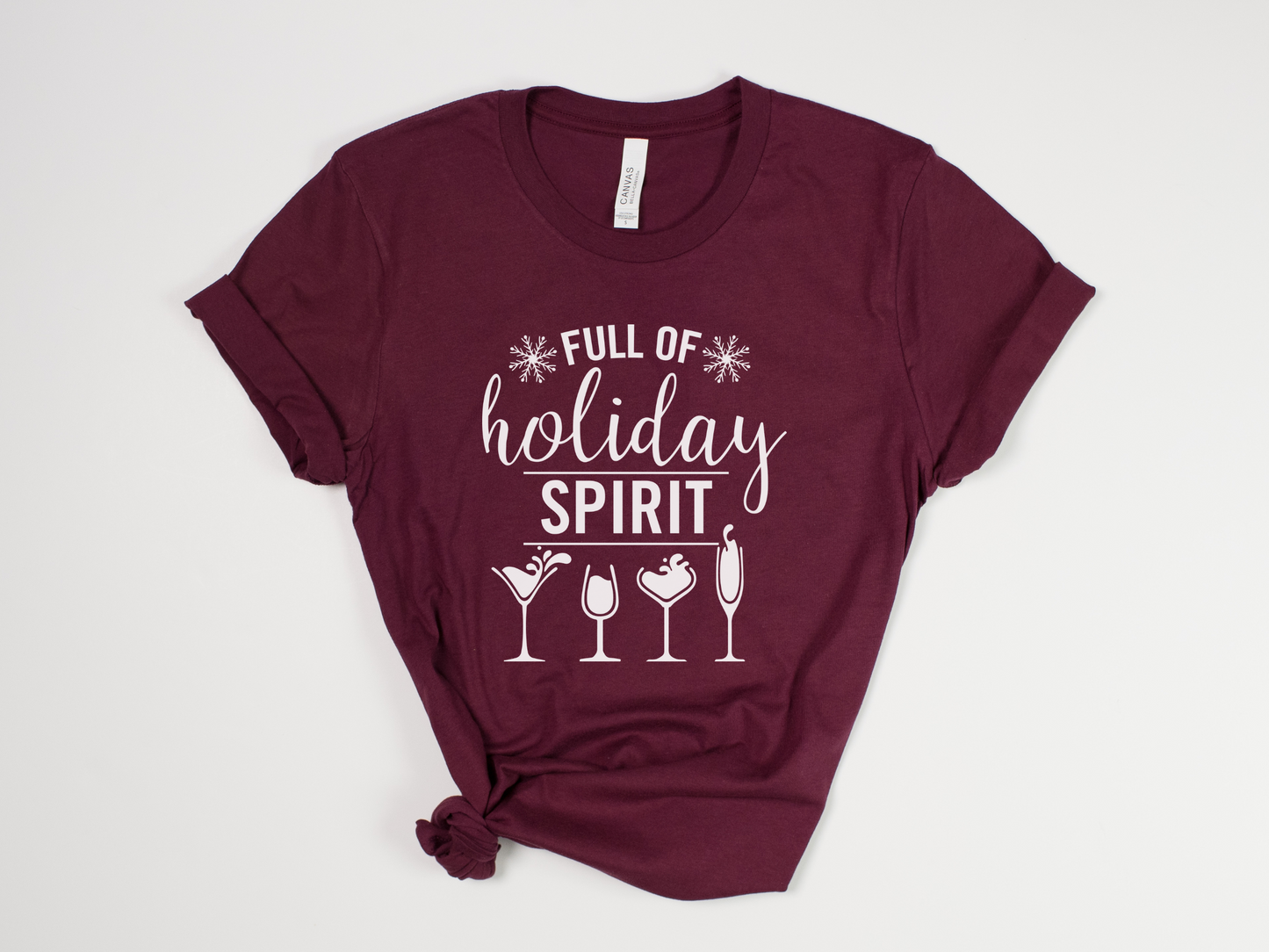 Funny Christmas T-Shirt - "Full of Holiday Spirit" Cocktail Tee