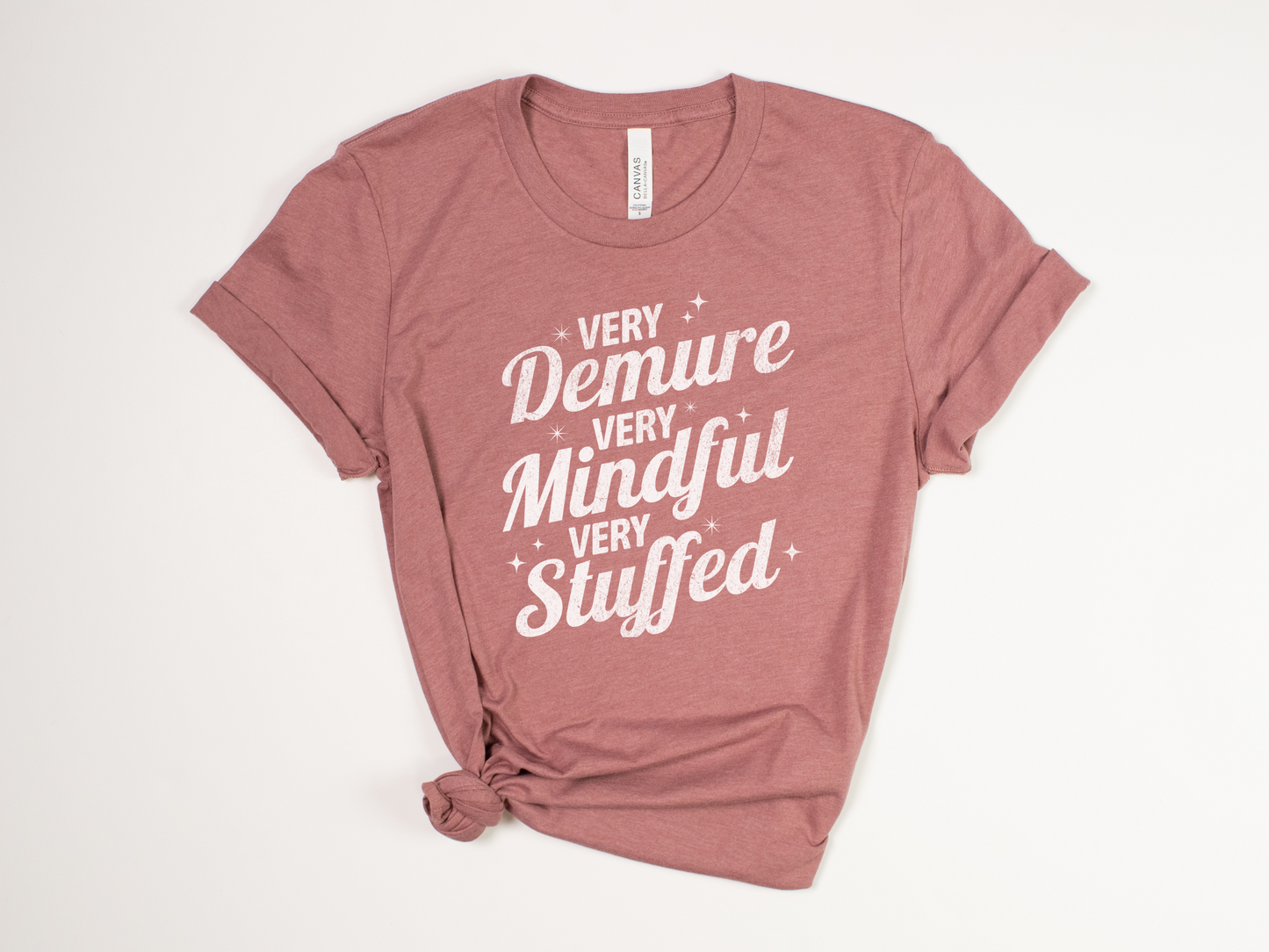 Funny Thanksgiving T-Shirt - "Very Demure, Very Mindful, Very Stuffed" - Retro Thanksgiving Tee