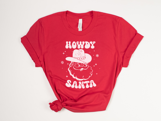 Funny Christmas T-Shirt - "Howdy Santa" Cowboy Santa Tee