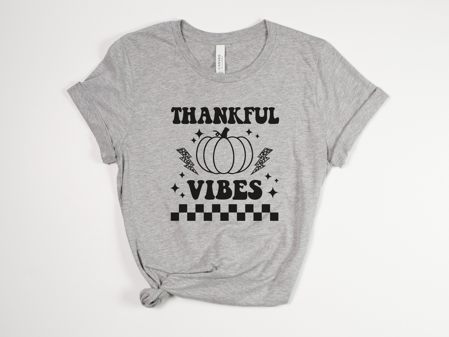 90s Retro Thanksgiving T-Shirt - "Thankful Vibes" - Vintage Style Thanksgiving Tee