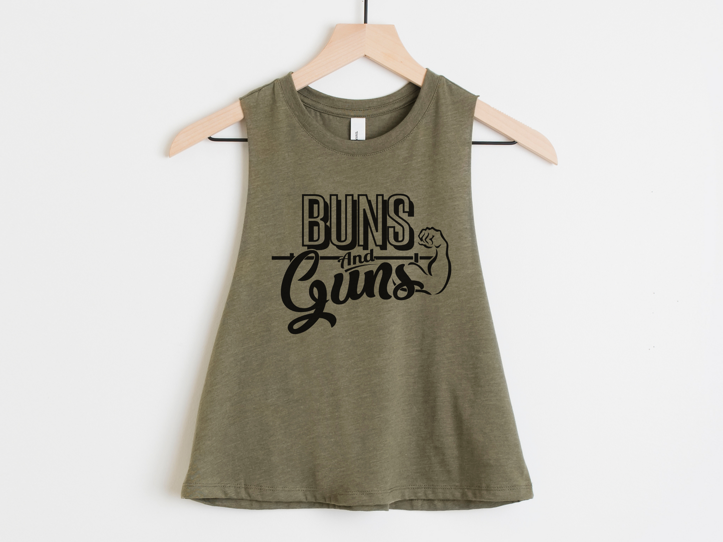 Buns & Guns Workout Crop Tank Top – Funny Women’s Gym Shirt