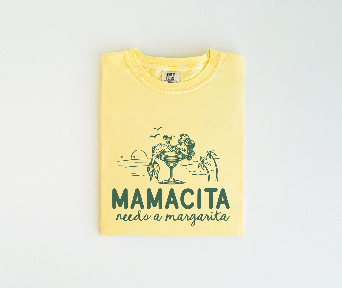 Mamacita Needs a Margarita Tee – Mermaid Margarita Shirt – Unisex Comfort Colors Summer Tee