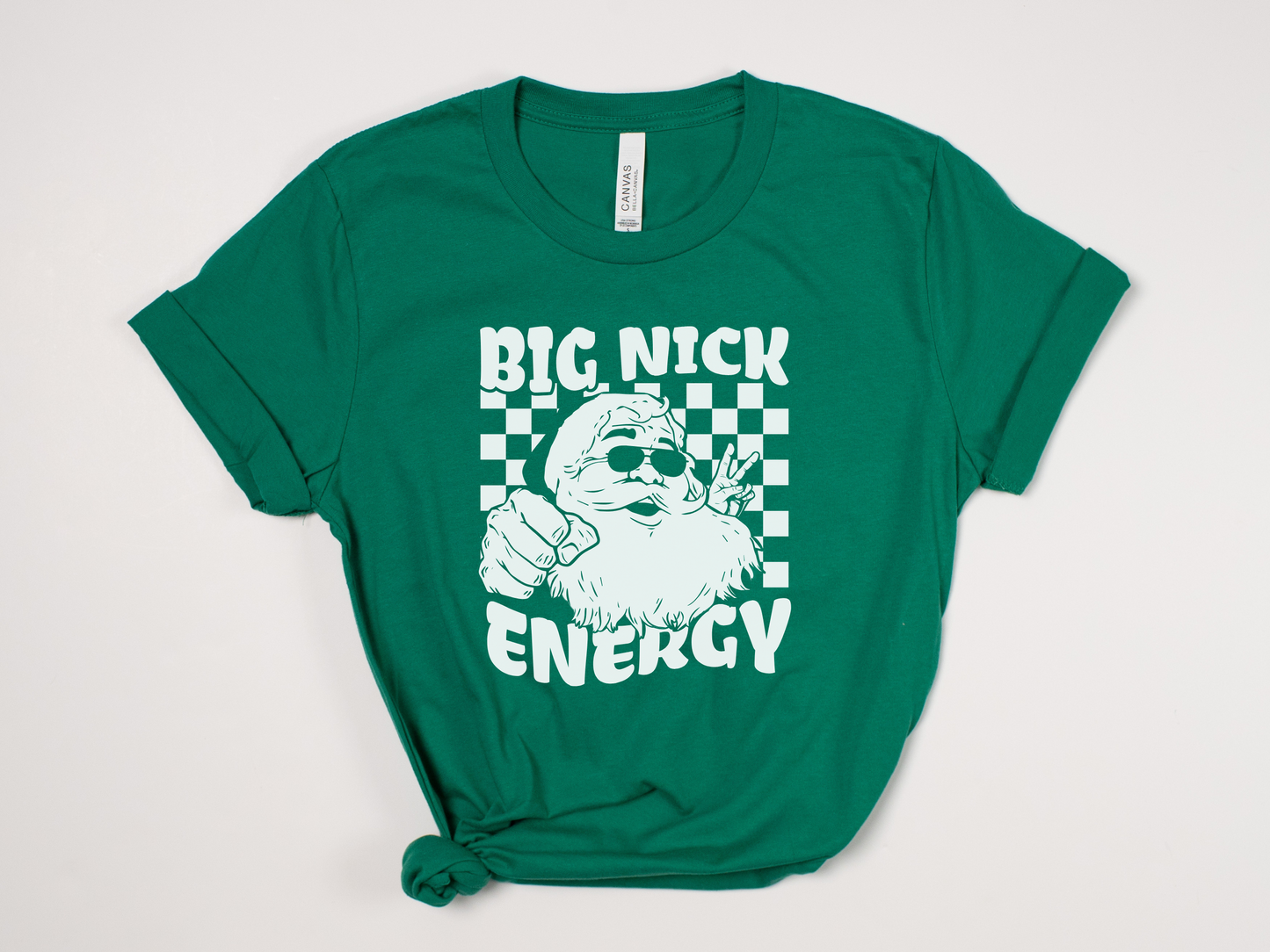 Funny Christmas T-Shirt - "Big Nick Energy" with Cool Santa in Sunglasses