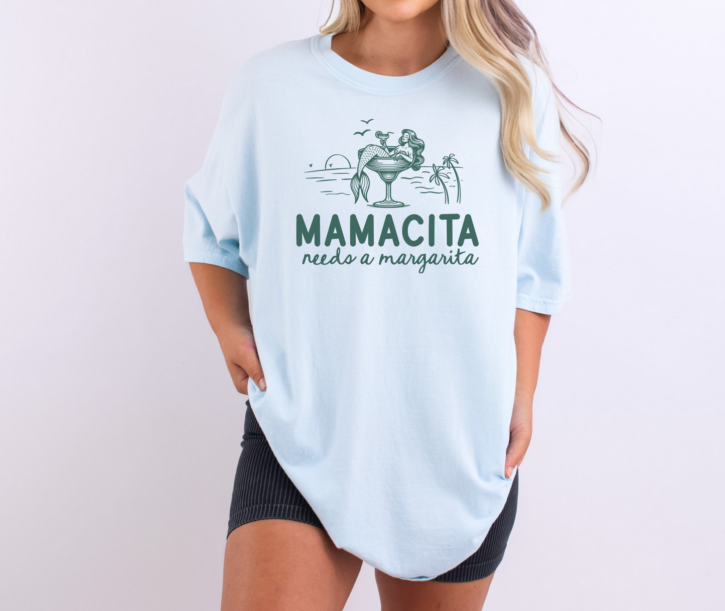 Mamacita Needs a Margarita Tee – Mermaid Margarita Shirt – Unisex Comfort Colors Summer Tee