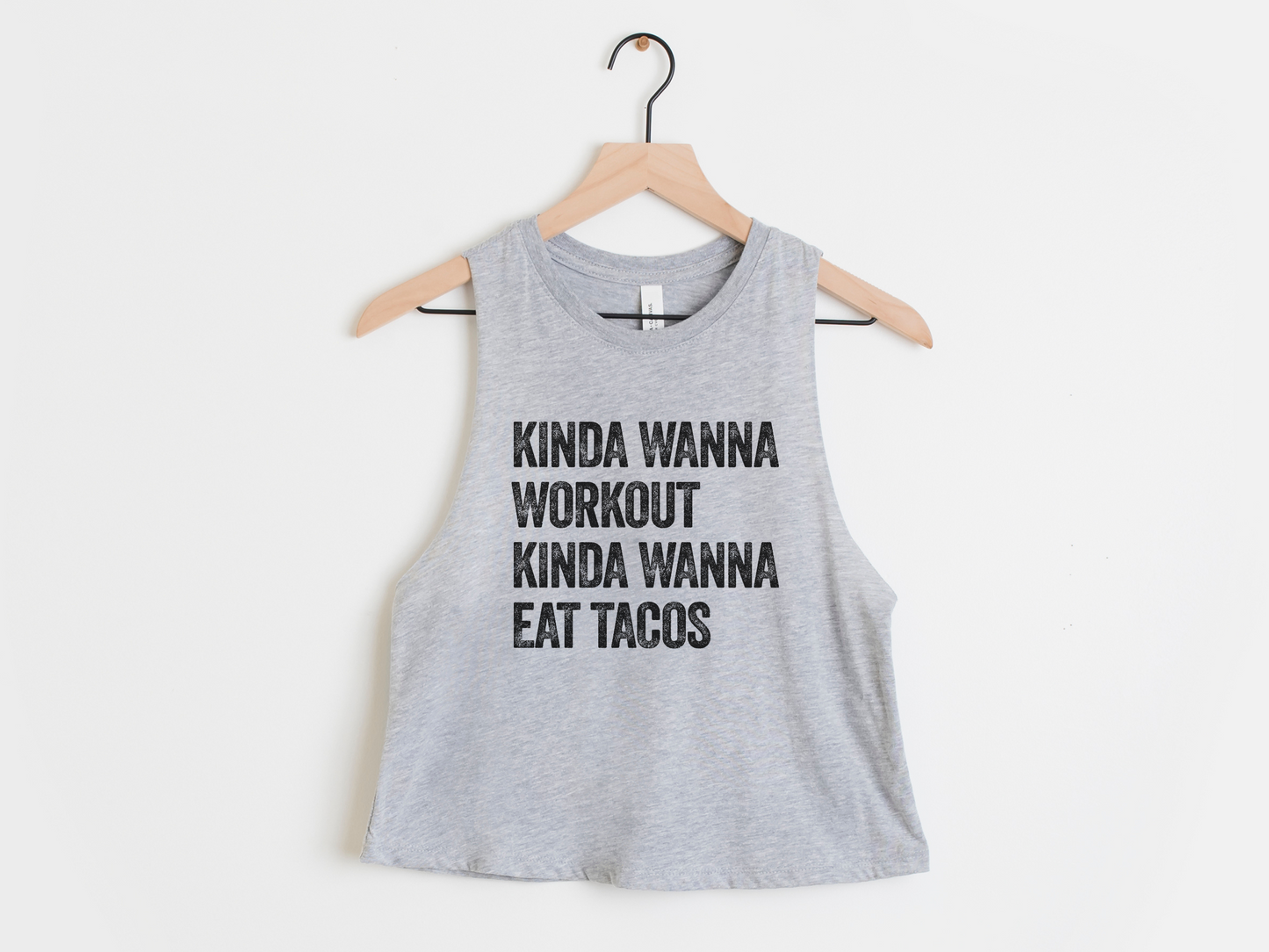 Kinda Wanna Workout Kinda Wanna Eat Tacos Workout Crop Tank Top – Funny Gym Shirt for Women