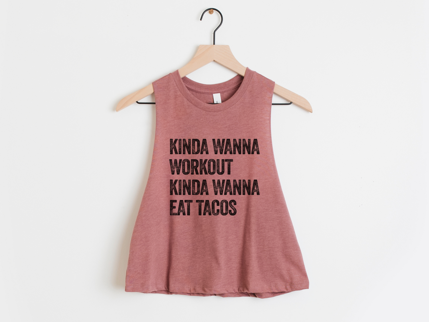 Kinda Wanna Workout Kinda Wanna Eat Tacos Workout Crop Tank Top – Funny Gym Shirt for Women