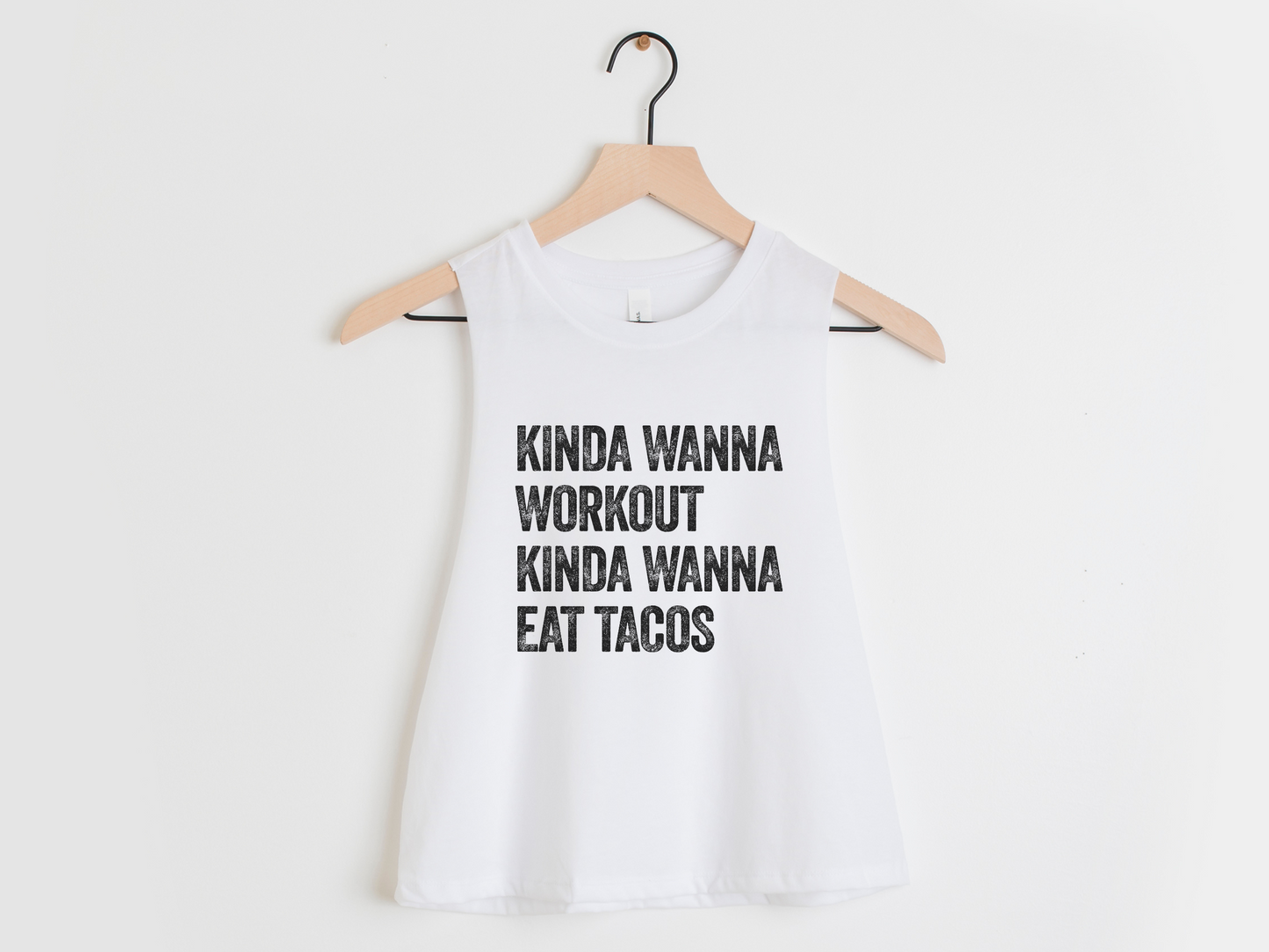 Kinda Wanna Workout Kinda Wanna Eat Tacos Workout Crop Tank Top – Funny Gym Shirt for Women