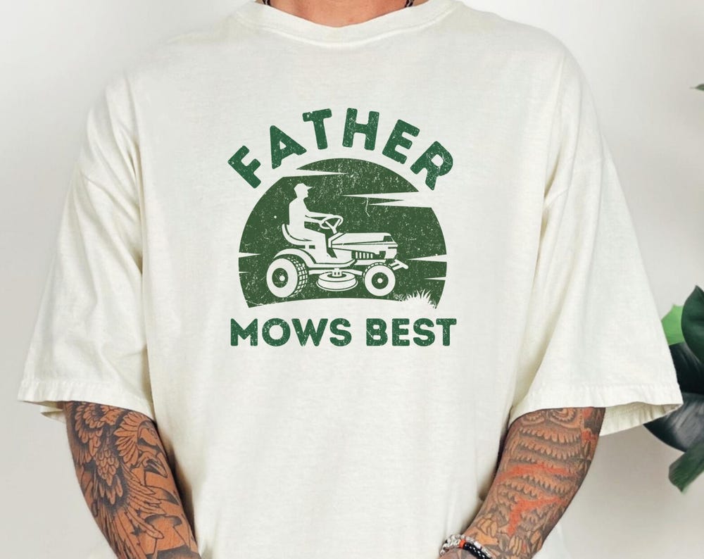 Father Mows Best Dad T-Shirt – Funny Lawn Care Tee for Men – Unisex Comfort Colors Shirt – Father’s Day Gift – Vintage Style Dad Tee