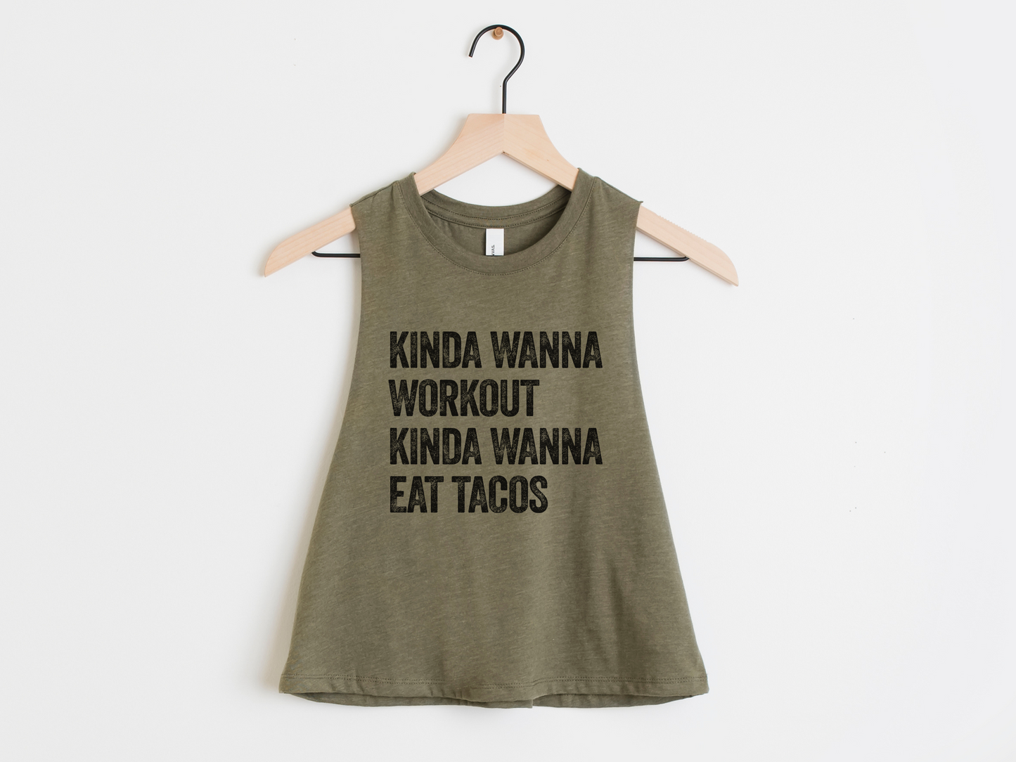 Kinda Wanna Workout Kinda Wanna Eat Tacos Workout Crop Tank Top – Funny Gym Shirt for Women